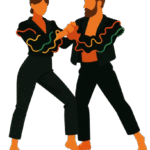 Ilustración estilo flat de pareja bailando con vest