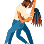 Pareja bailando salsa o bachata en clase de Bailalé Huesca