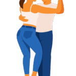 Pareja bailando salsa abrazados en clase para principiantes en Bailalé Huesca