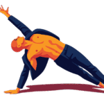 Ilustración de Iñaki Rubio en una figura de danza contemporánea, transmitiendo fuerza, equilibrio y expresión artística en estilo flat design.